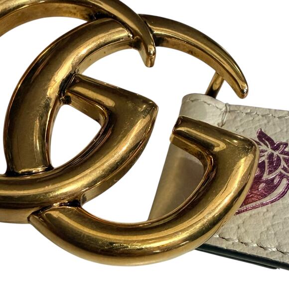 Gucci GG Limited Edition Cherries Strawberries Leather Belt White Size 90/36 main image 8